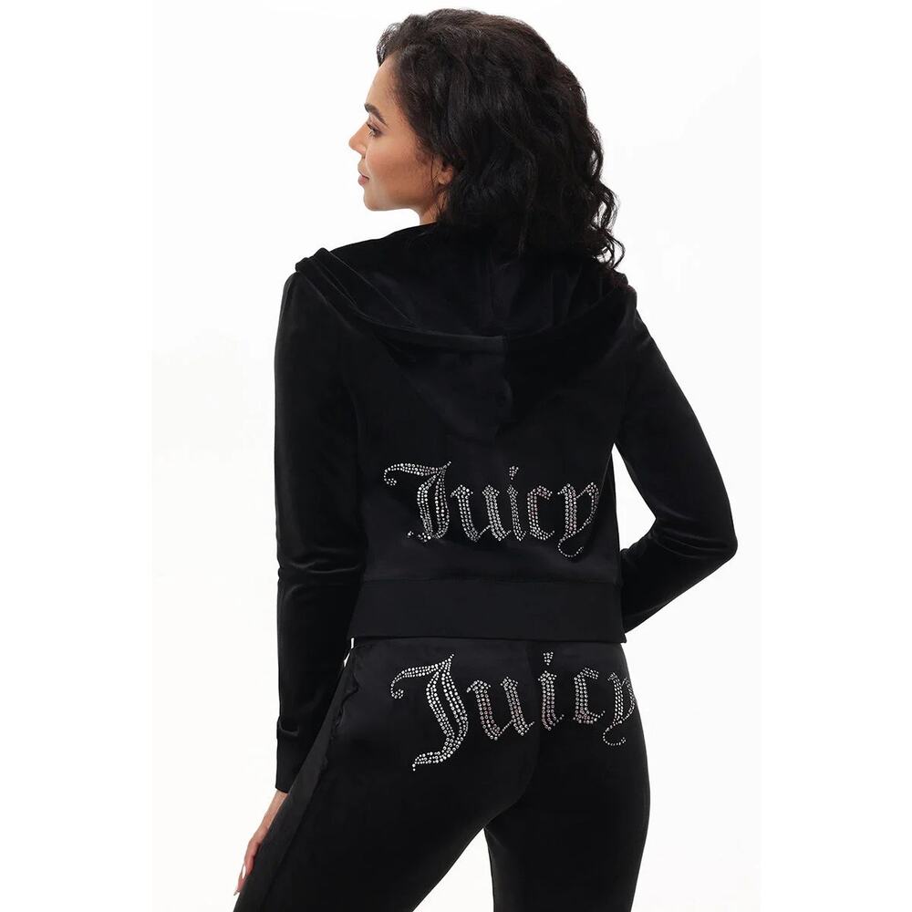 NWT Juicy Couture OG Big Bling Velour Hoodie – Black – Size Large